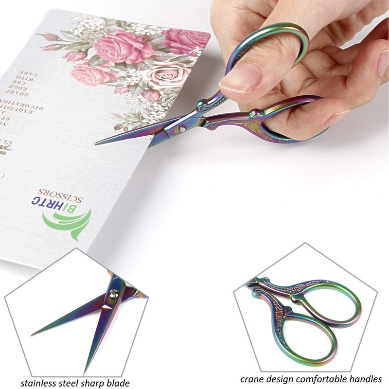 BIHRTC 3.6 Inch Mini Embroidery Scissors Sewing Crafting Stainless Steel Sharp Tip Scissors Shears for Needlework Threading Craft Art Work DIY Tools Cross Sticth - Image 3